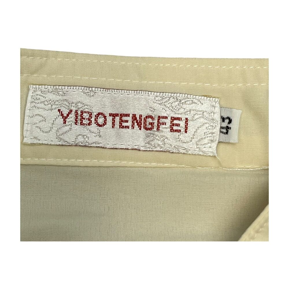 Yibo Tengfei Tang Shirt Men's 43 Regular Beige Short Sleeve Classic Formal - Picture 2 of 8